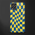 yellow blue trippy check pattern glass case for samsung galaxy f62 image