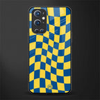yellow blue trippy check pattern glass case for oneplus 9 pro image