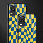yellow blue trippy check pattern glass case for realme 8 5g image-2
