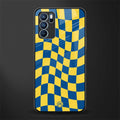 yellow blue trippy check pattern glass case for oppo reno6 pro 5g image