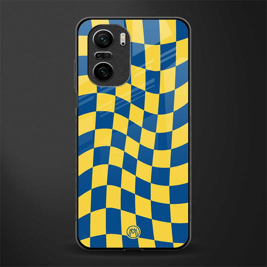 yellow blue trippy check pattern glass case for mi 11x 5g image