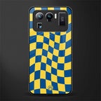 yellow blue trippy check pattern glass case for mi 11 ultra 5g image