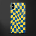 yellow blue trippy check pattern glass case for iphone xs image