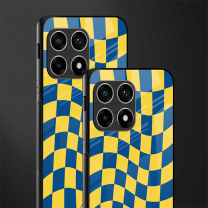 yellow blue trippy check pattern glass case for oneplus 10 pro 5g image-2