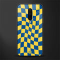 yellow blue trippy check pattern glass case for oneplus 7 pro image