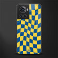yellow blue trippy check pattern back phone cover | glass case for oneplus 10r 5g
