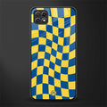 yellow blue trippy check pattern back phone cover | glass case for samsung galaxy f42