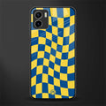 yellow blue trippy check pattern back phone cover | glass case for vivo y72