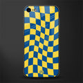 yellow blue trippy check pattern glass case for iphone 8 image