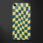 yellow blue trippy check pattern glass case for iphone se 2020 image