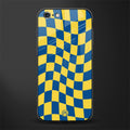 yellow blue trippy check pattern glass case for iphone 6 plus image