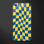 yellow blue trippy check pattern glass case for iphone 6 plus image