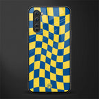 yellow blue trippy check pattern glass case for oneplus nord ac2001 image
