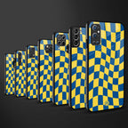 yellow blue trippy check pattern glass case for redmi 9 power image-3