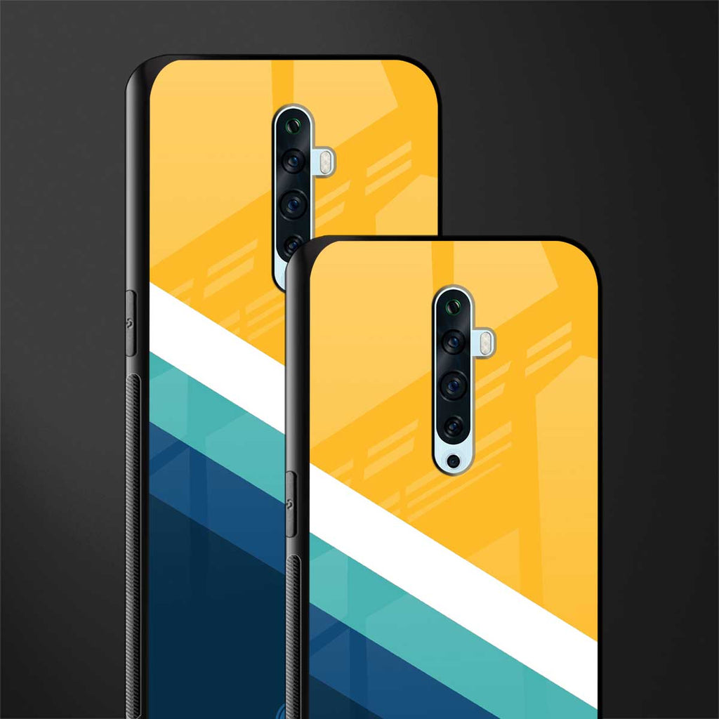 yellow white blue pattern stripes glass case for oppo reno 2f image-2
