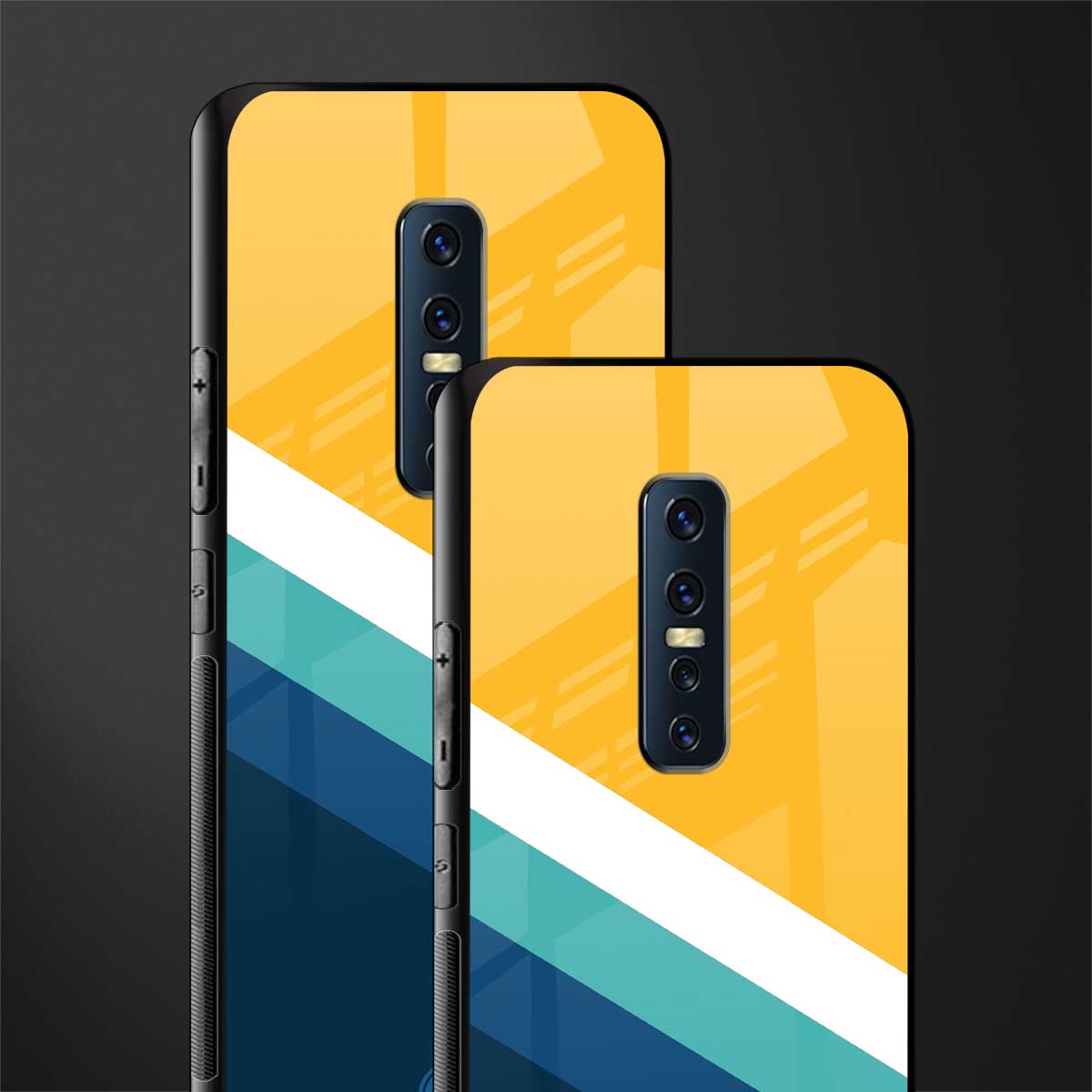 yellow white blue pattern stripes glass case for vivo v17 pro image-2