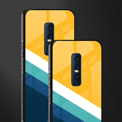 yellow white blue pattern stripes glass case for vivo v17 pro image-2