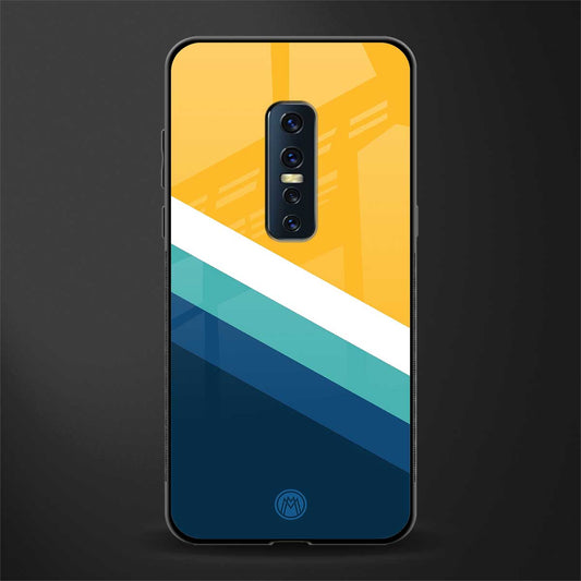 yellow white blue pattern stripes glass case for vivo v17 pro image
