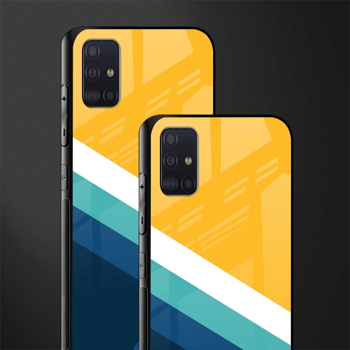 yellow white blue pattern stripes glass case for samsung galaxy a71 image-2