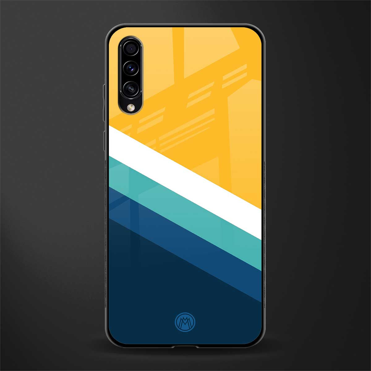 yellow white blue pattern stripes glass case for samsung galaxy a50 image