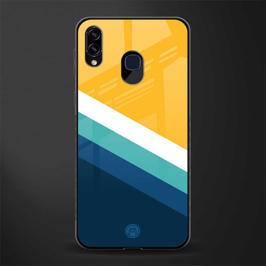 yellow white blue pattern stripes glass case for samsung galaxy a20 image