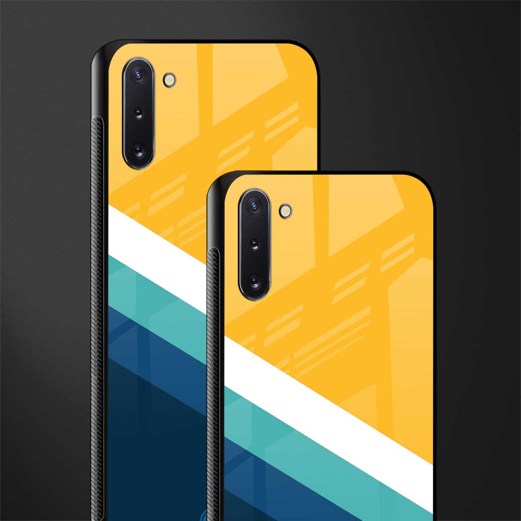 yellow white blue pattern stripes glass case for samsung galaxy note 10 image-2
