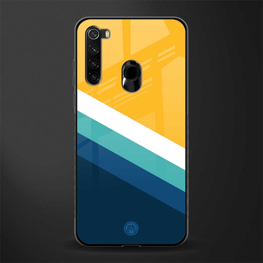 yellow white blue pattern stripes glass case for redmi note 8 image