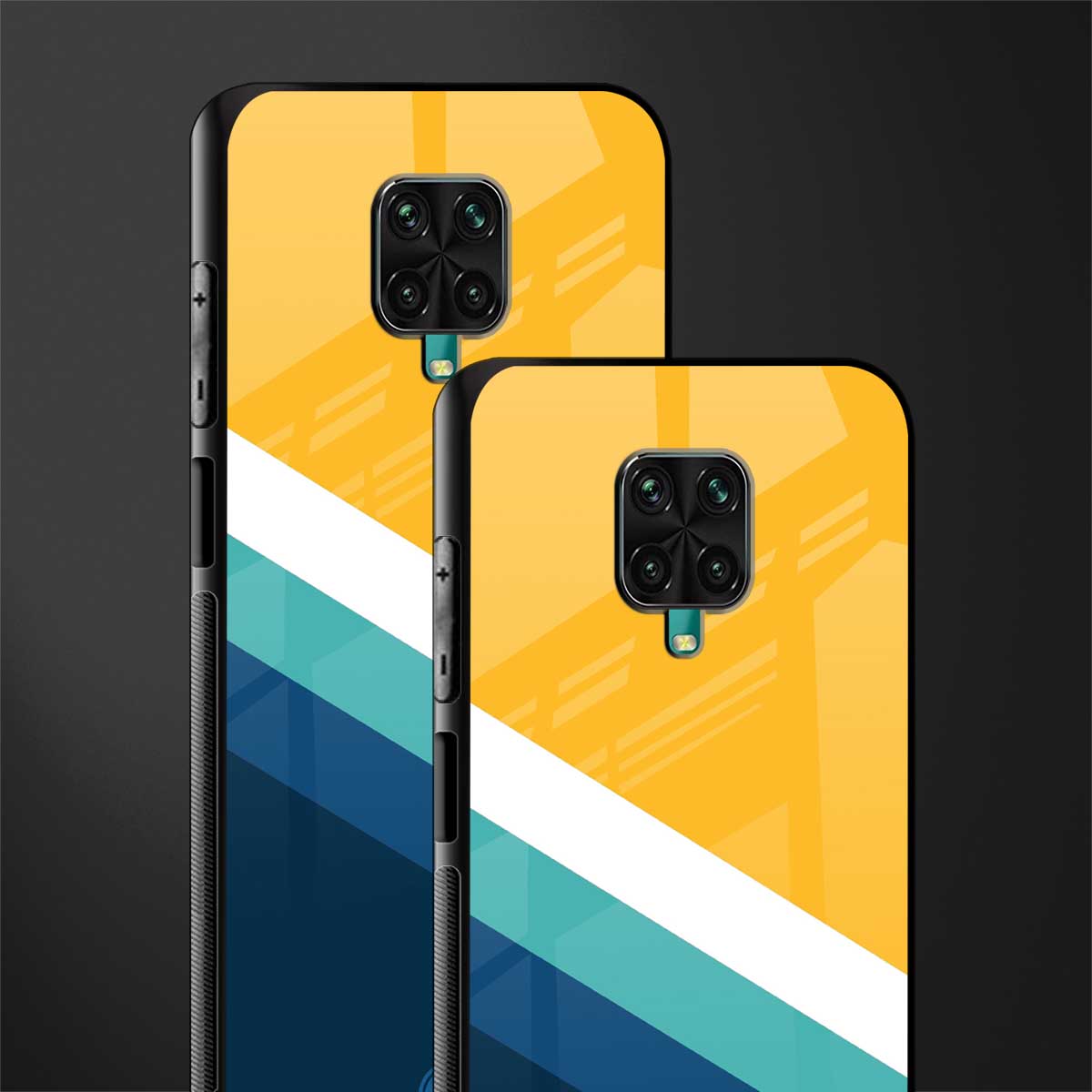 yellow white blue pattern stripes glass case for redmi note 9 pro max image-2