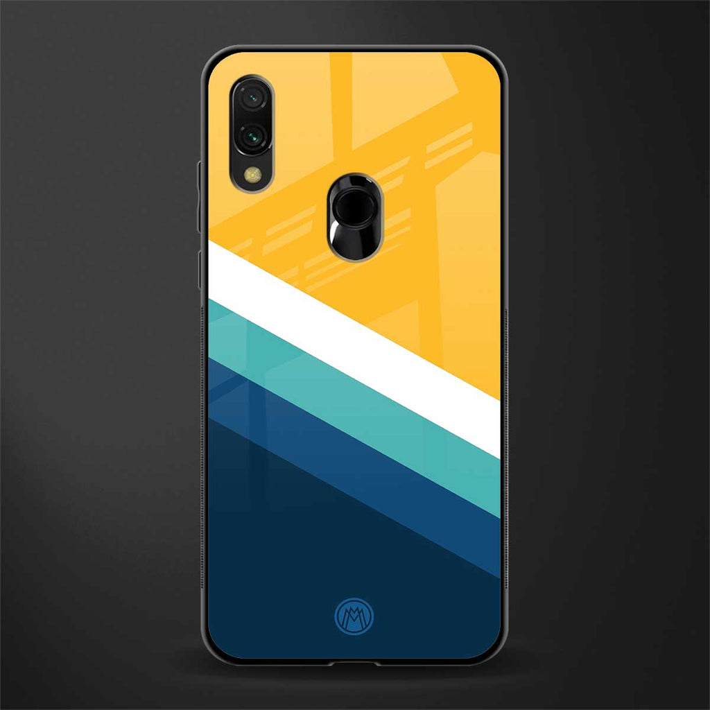 yellow white blue pattern stripes glass case for redmi note 7 image
