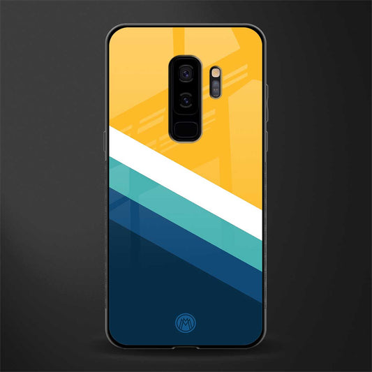 yellow white blue pattern stripes glass case for samsung galaxy s9 plus image