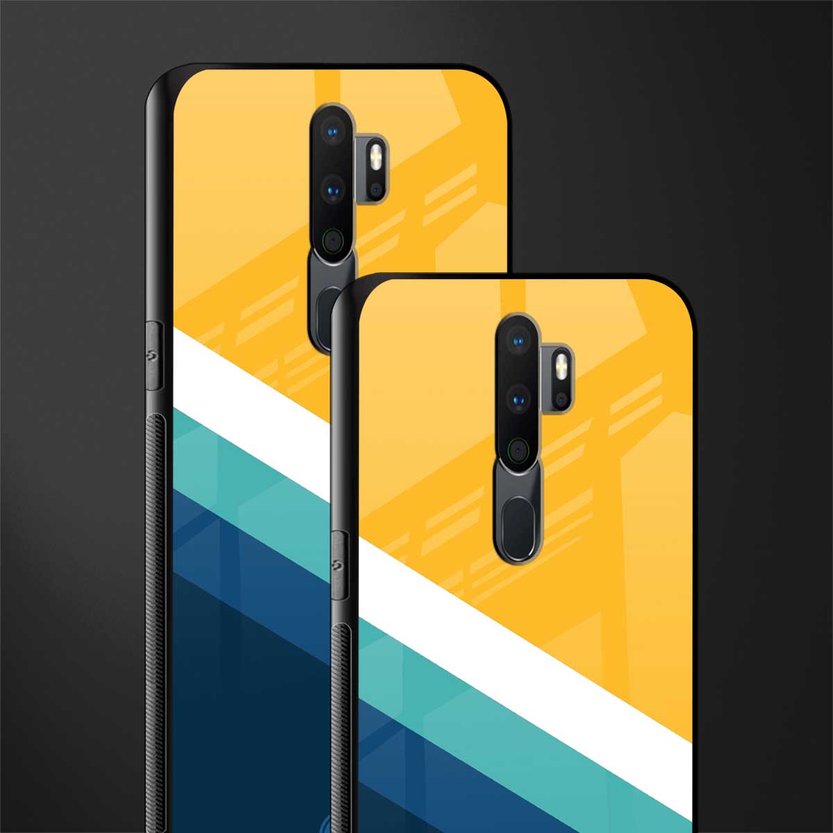 yellow white blue pattern stripes glass case for oppo a5 2020 image-2