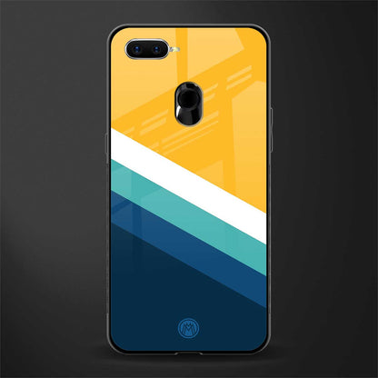 yellow white blue pattern stripes glass case for oppo a12 image