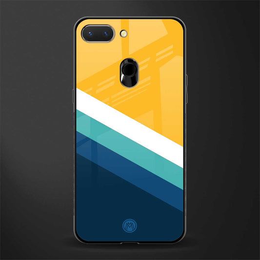 yellow white blue pattern stripes glass case for oppo a5 image