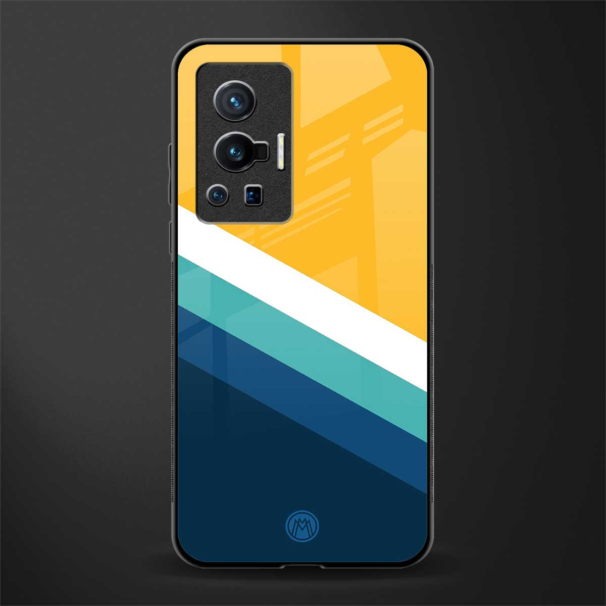 yellow white blue pattern stripes glass case for vivo x70 pro image