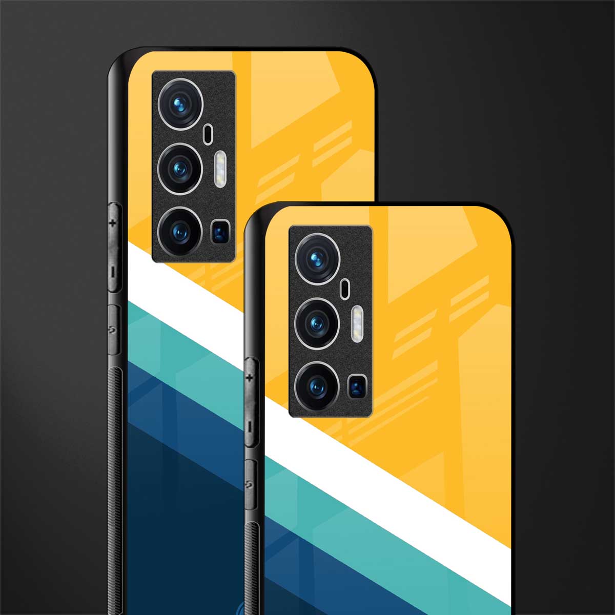 yellow white blue pattern stripes glass case for vivo x70 pro plus image-2