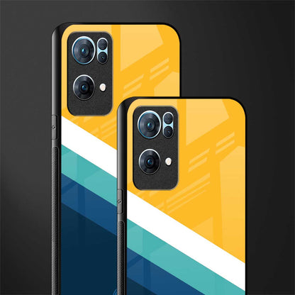 yellow white blue pattern stripes glass case for oppo reno7 pro 5g image-2