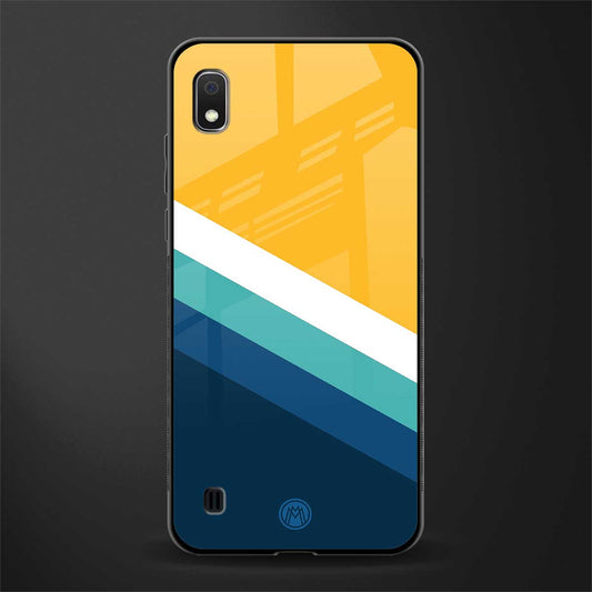 yellow white blue pattern stripes glass case for samsung galaxy a10 image