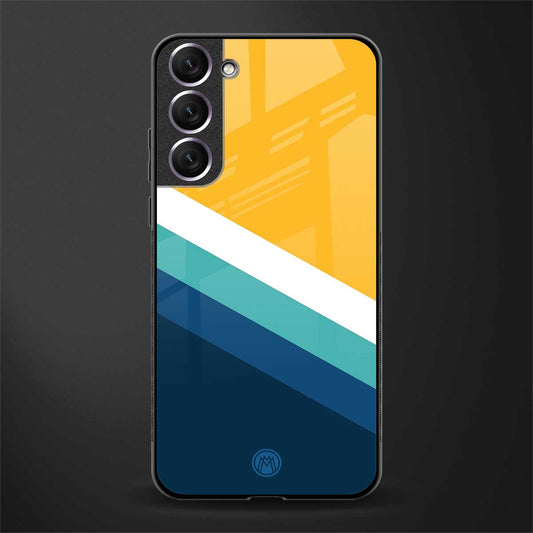 yellow white blue pattern stripes glass case for samsung galaxy s21 plus image