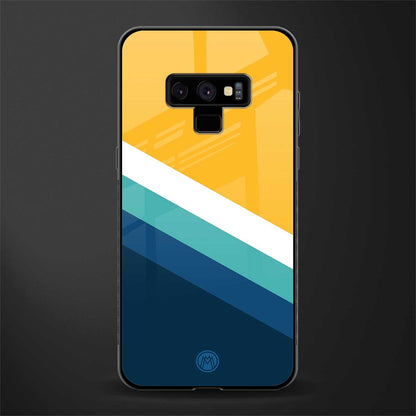 yellow white blue pattern stripes glass case for samsung galaxy note 9 image