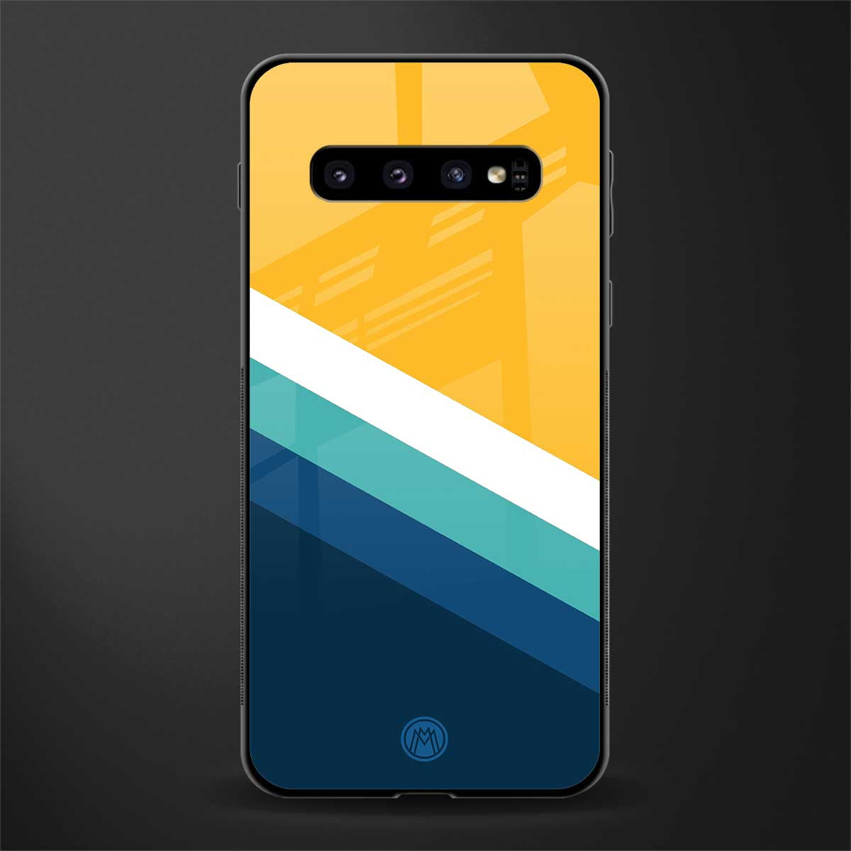 yellow white blue pattern stripes glass case for samsung galaxy s10 plus image