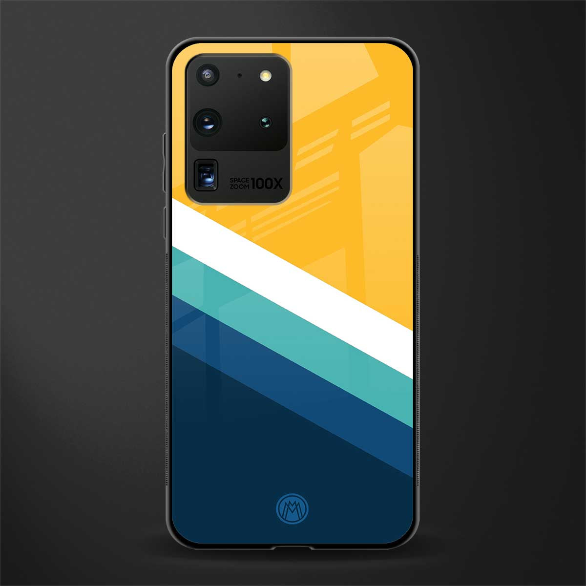 yellow white blue pattern stripes glass case for samsung galaxy s20 ultra image