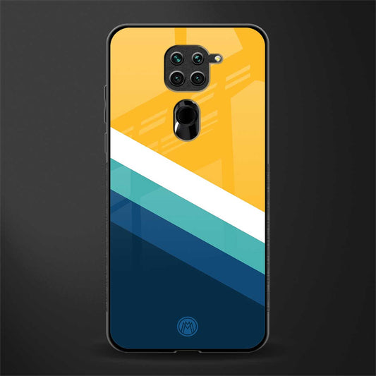 yellow white blue pattern stripes glass case for redmi note 9 image