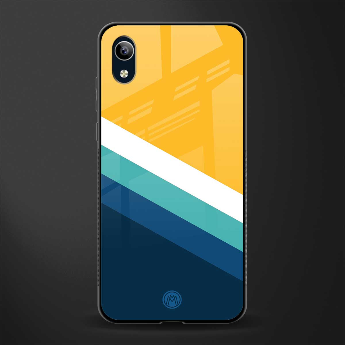 yellow white blue pattern stripes glass case for vivo y91i image