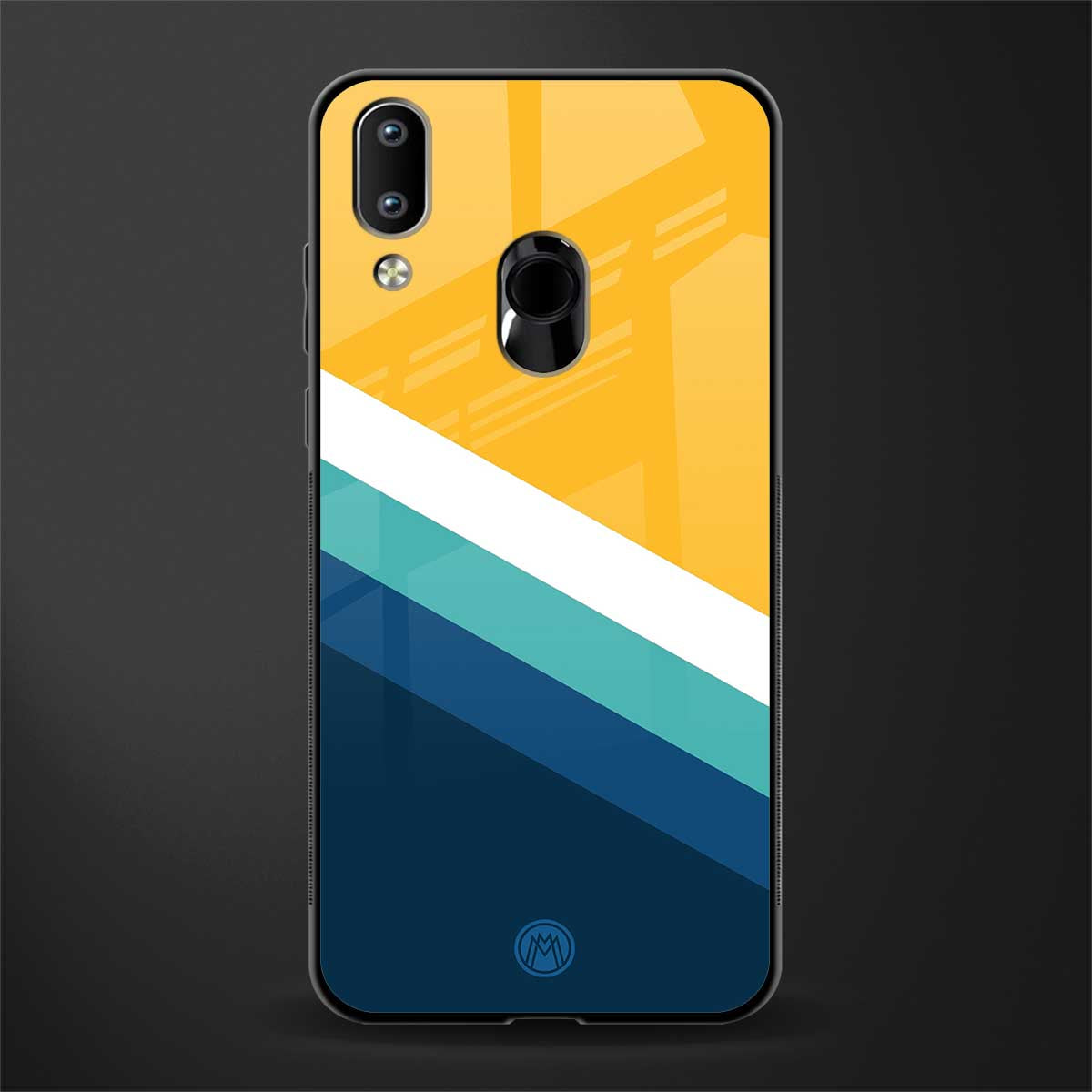 yellow white blue pattern stripes glass case for vivo y95 image