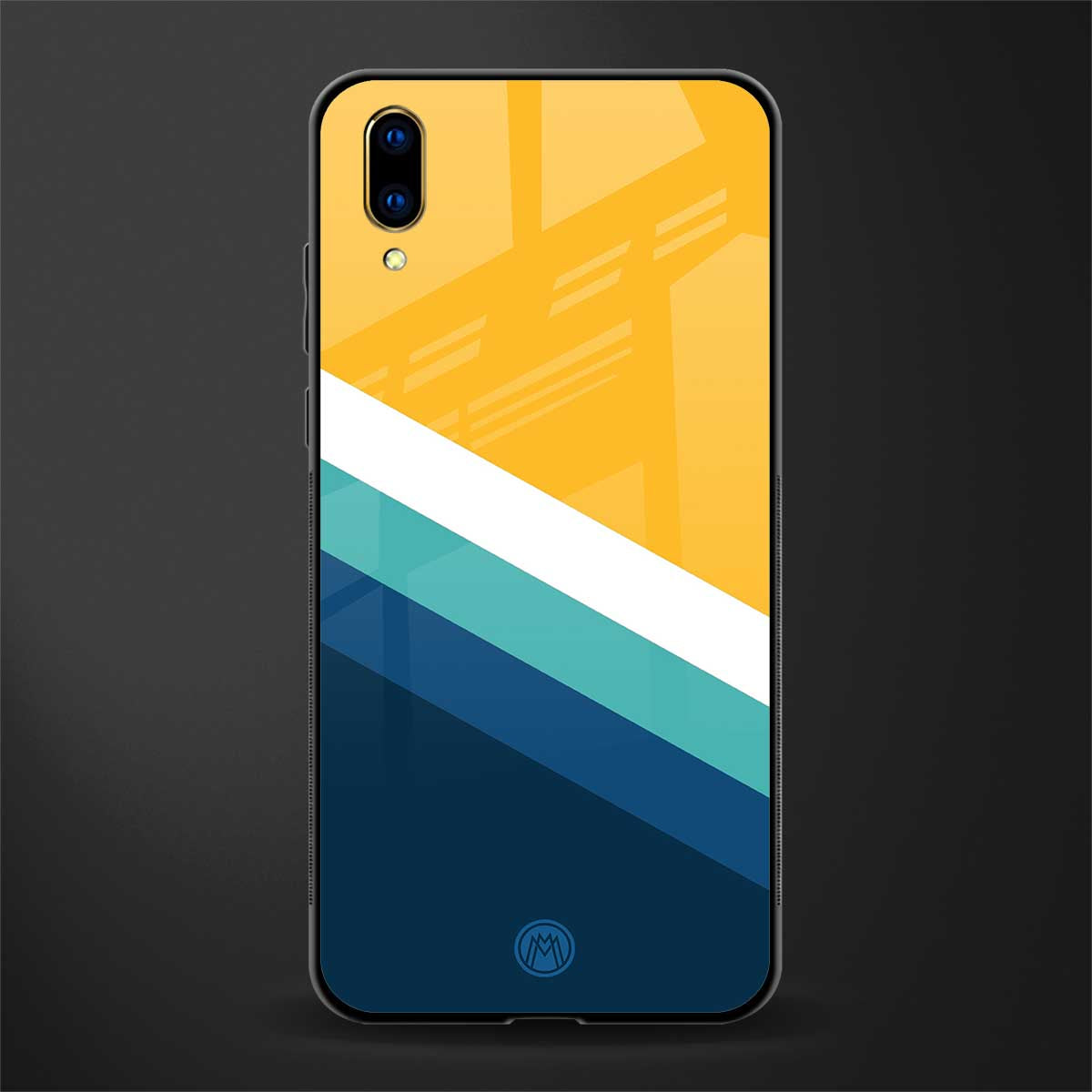 yellow white blue pattern stripes glass case for vivo v11 pro image