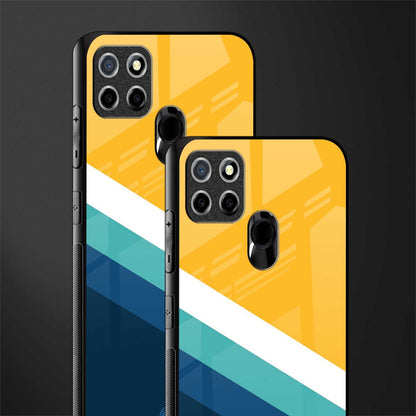 yellow white blue pattern stripes glass case for realme narzo 30a image-2