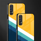 yellow white blue pattern stripes glass case for realme 7 image-2