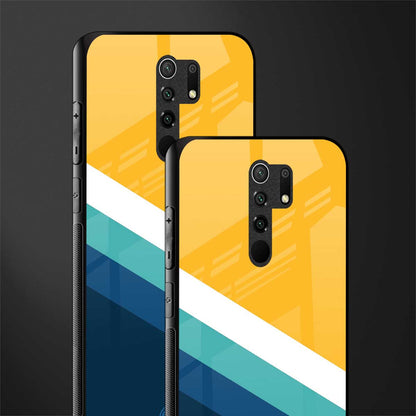 yellow white blue pattern stripes glass case for poco m2 image-2