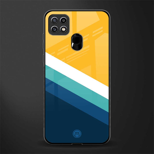 yellow white blue pattern stripes glass case for oppo a15 image