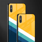 yellow white blue pattern stripes glass case for redmi 9a image-2